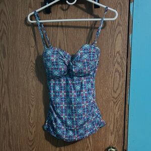 Source Unknown Blue and Pink Patterned Bikini